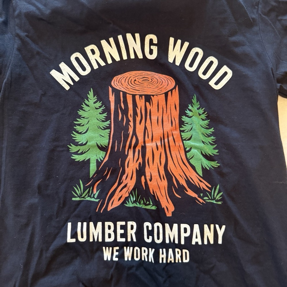 Morning Wood Lumber T-Shirt Sz Large  Bucking Chainsaw Forestry Firewood Humor